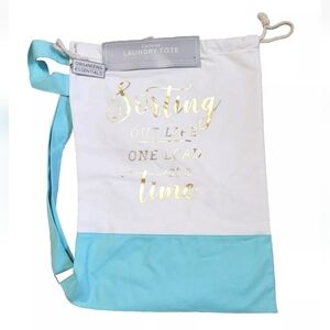 Canvas Laundry Clothes Tote 15 x 20" Adjustable Shoulder Strap Drawstring NWT